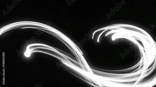 Ghostly abstract motion with soft glowing streaks, ambient dark backdrop, and realistic vapor textures