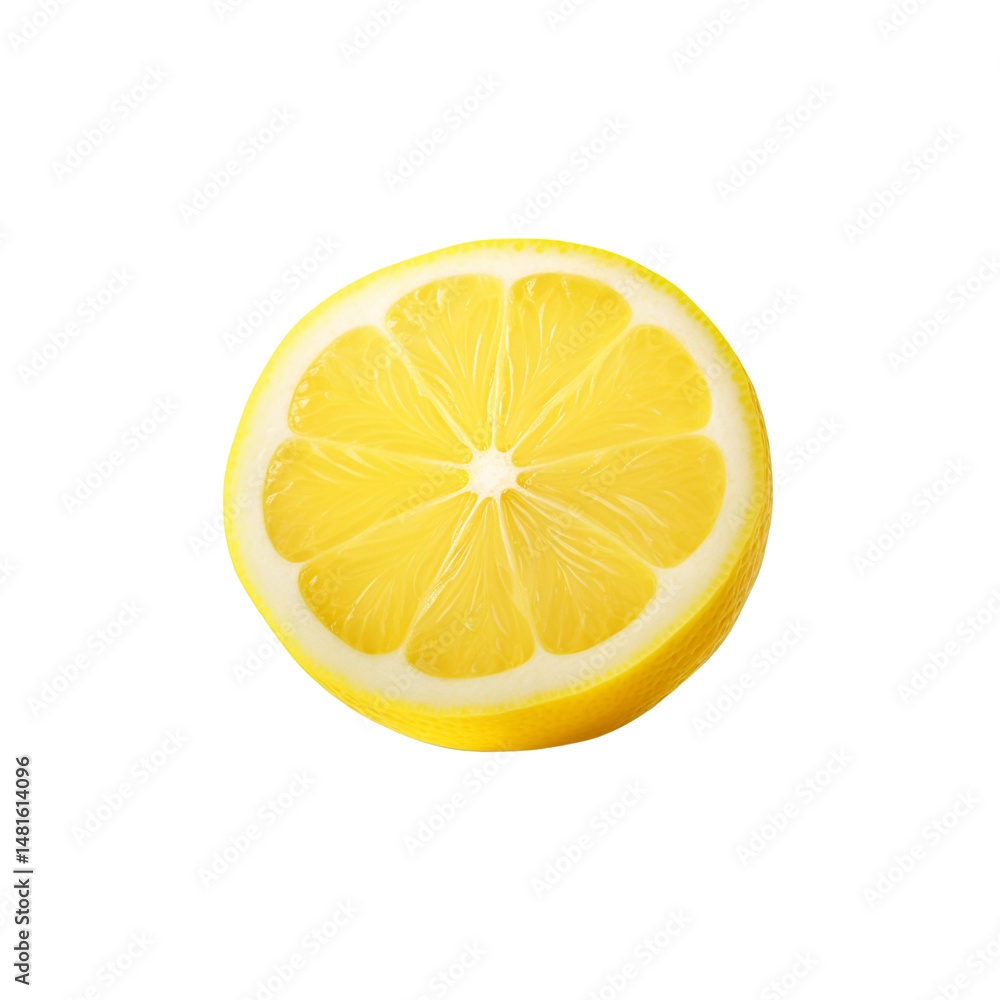 Zesty Citrus Slice: A close-up view of a half of fresh, juicy lemon slice showcases the vibrant yellow hue and textured flesh, offering a visual treat. Zesty Citrus Slice: A close-up view of a half of fresh, juicy lemon slice showcases the vibrant yellow hue and textured flesh, offering a visual treat.