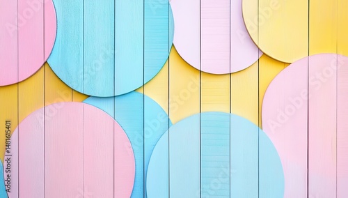 Pastel circles on a wood panel background