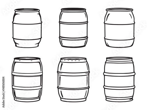 Plastic barrel container minimalist line art