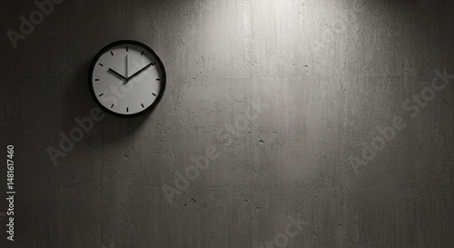 Wallpaper Mural Minimalist Wall Clock Hanging on a Concrete Wall with Dramatic Lighting Torontodigital.ca