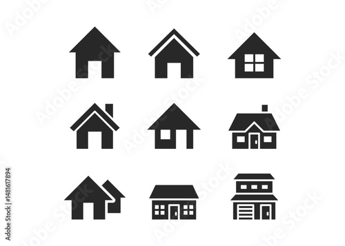 Home icon set stock illustration.
