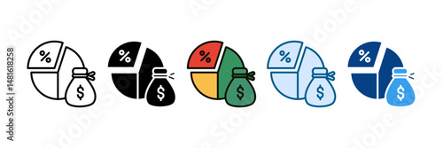 Profit Margin Increase Icon Set Multiple Style Collection