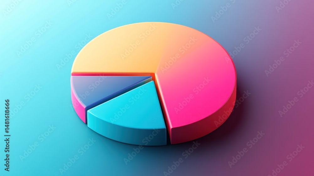 Obraz premium Vibrant 3D Pie Chart: Data Visualization in Bold Colors