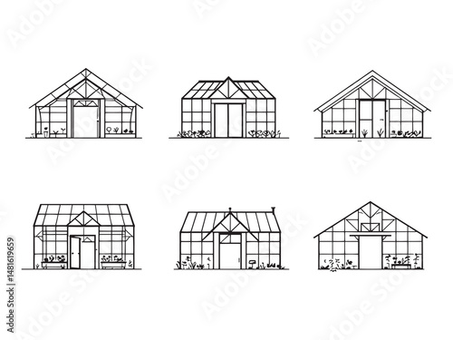 Polyhouse line sketch greenhouse variant