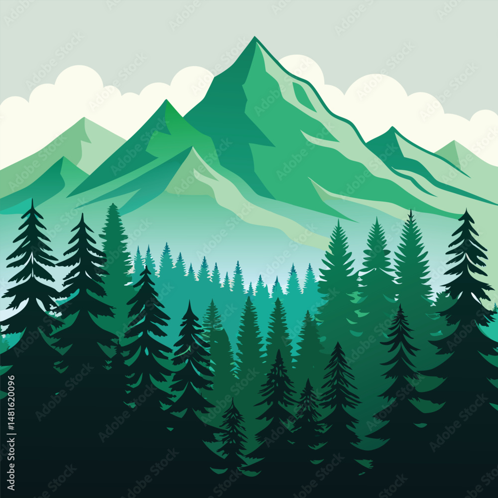 Fototapeta premium Mountains and Forest Landscape