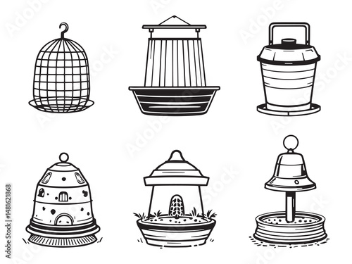 Poultry feeder clean outline vector style