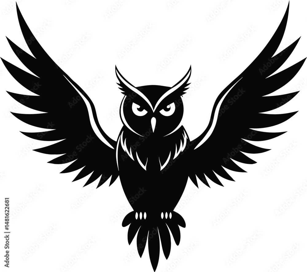 Obraz premium Majestic Owl with Open Wings in Silhouette