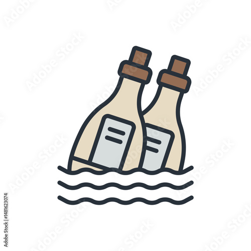 bottle icons isolated on White Background. Flat style design