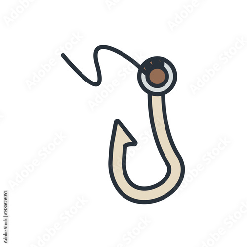 fishing hook icons isolated on White Background. Flat style design