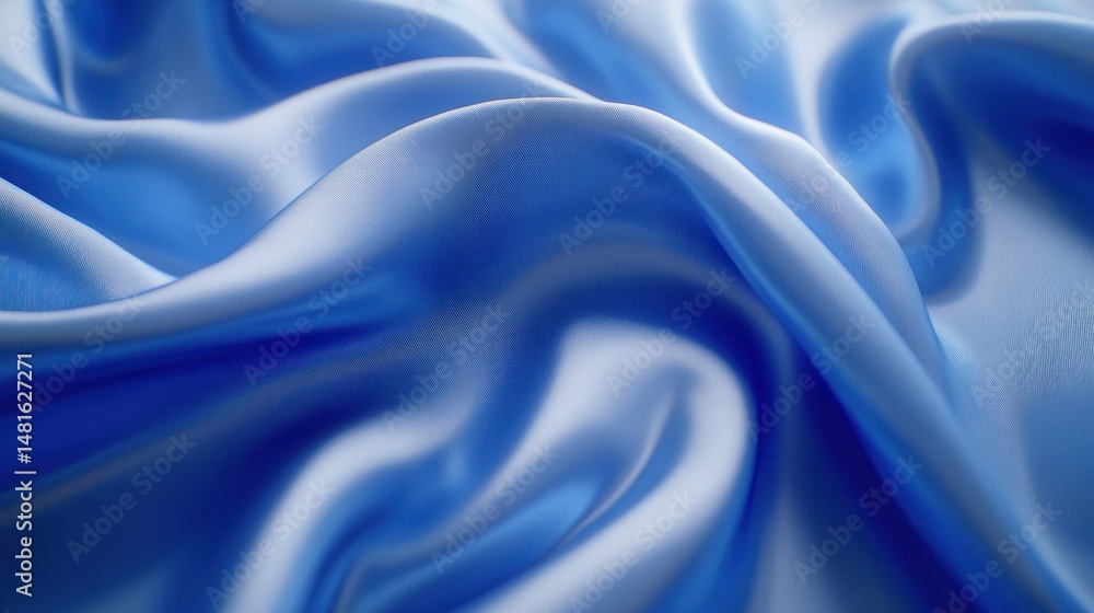 Fototapeta premium Smooth, flowing blue silk fabric