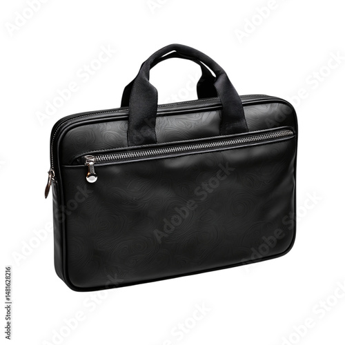 laptop sleeve with zipper and handle, isolated on transparent background