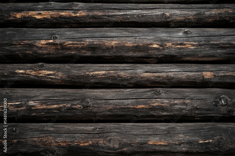 Fototapeta premium Dark, aged wooden logs