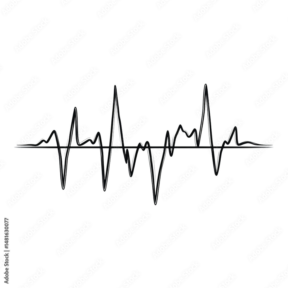 Black Line Waveform on transparent background Black Line Waveform on transparent background
