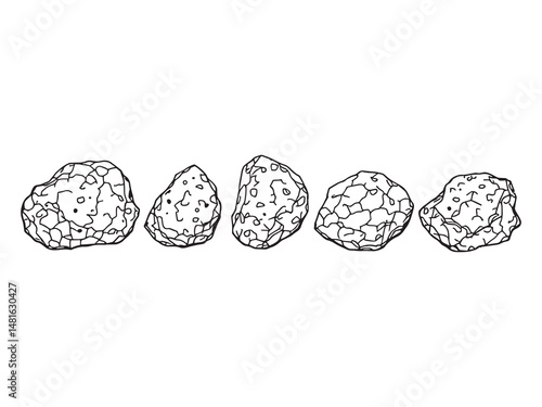 Rock Phosphate Mineral Line Drawings