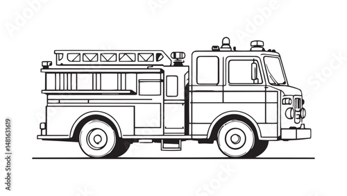 Fire Truck line art