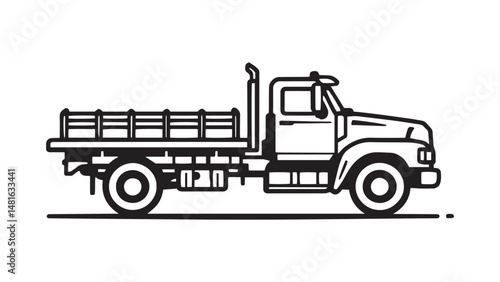 Flatbed Truck line art