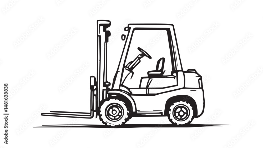 Naklejka premium Forklift line art