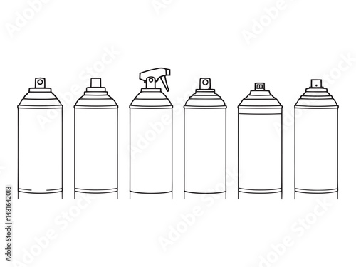 Spray Can Line Drawing Symbol Set
