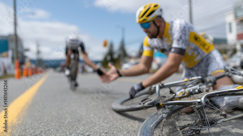 Bicycle Racer Fall in the S...
