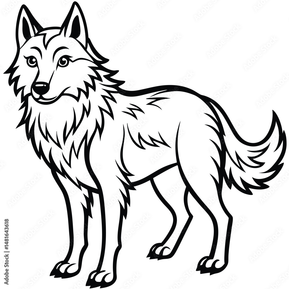Naklejka premium Grey Wolf illustration white background