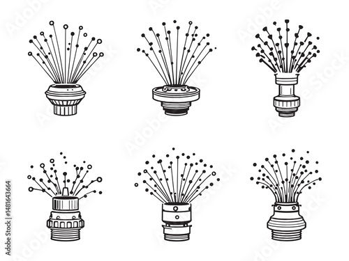 Sprinkler Head Outline Icons Set