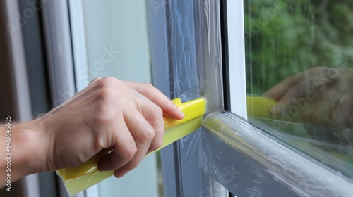 Wallpaper Mural Installation of Protective Film on Door Edge with a Tool Torontodigital.ca