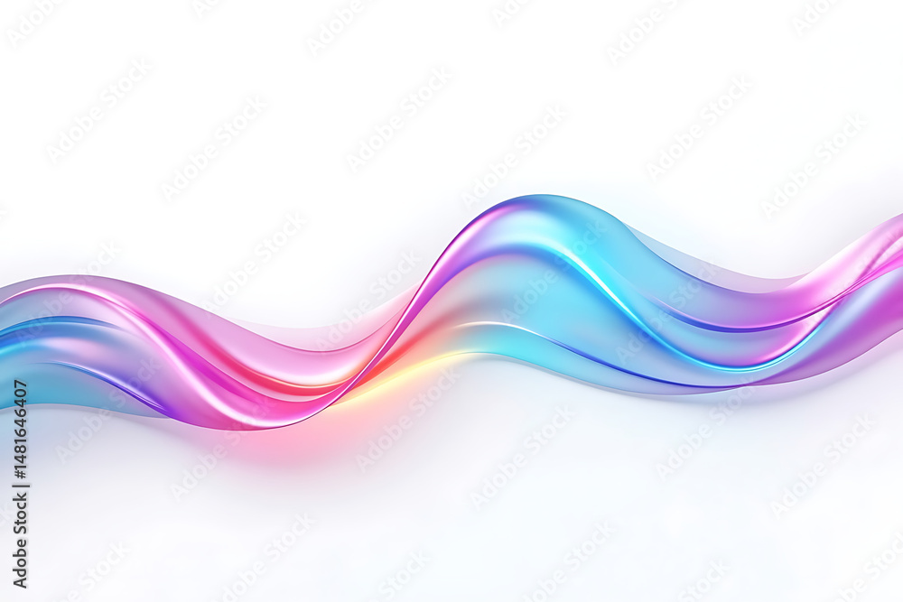 Flowing Holographic Light Wave on a Clean White Background with Subtle Rainbow Shifts, AI-generated Flowing Holographic Light Wave on a Clean White Background with Subtle Rainbow Shifts, AI-generated