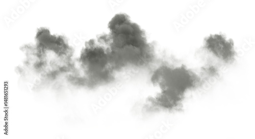 Black clouds spread floating on transparent backgrounds 3d illustrations png