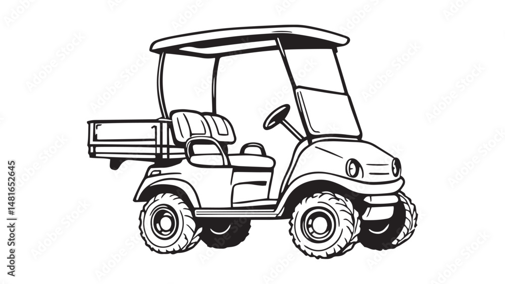 Fototapeta premium Golf Cart line art