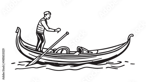 Gondola (boat) line art 