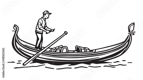 Gondola (boat) line art 