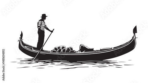 Gondola (boat) line art 