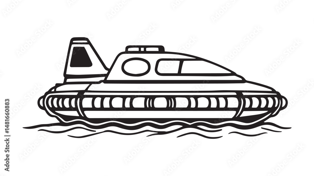 Fototapeta premium Hovercraft line art