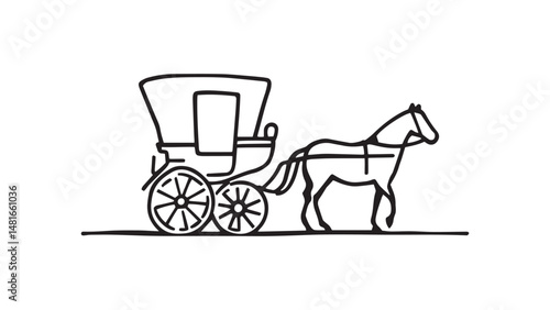 Horse Carriage line art