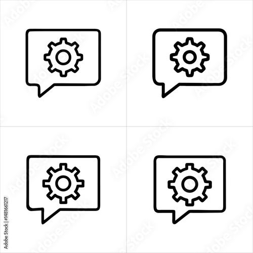 Gear in Speech Bubble Chat Settings or Configuration icon set