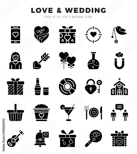 Love & Wedding icons set for website and mobile site and apps.