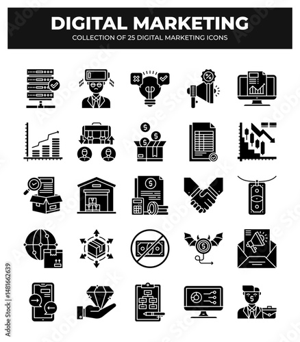 Collection of 25 Digital Marketing Icons: Boost Your Brand with Effective Visuals