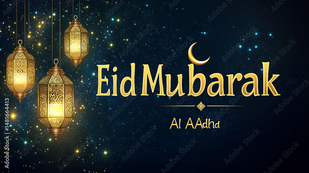 Naklejka premium Eid Al-Adha Mubarak post design. Eid celebration design.