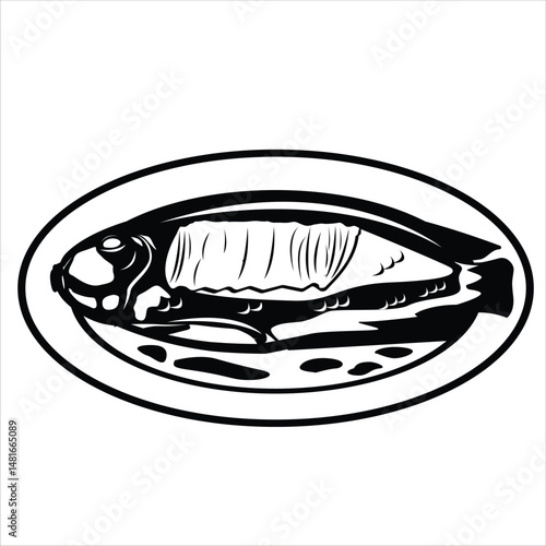 Steamed Fish Silhouette Icon