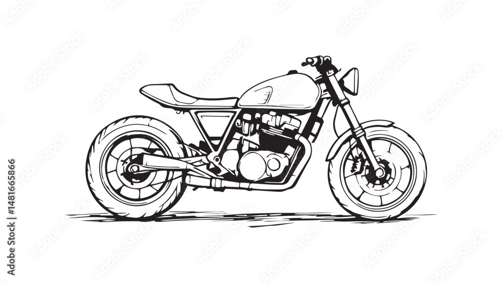 Fototapeta premium Motorcycle line art