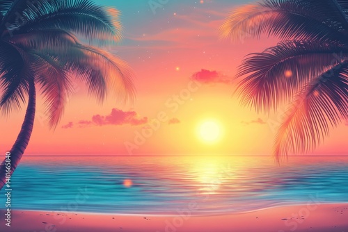 Tropical Sunset Beach Scene