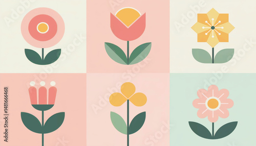 vector set of tulips.