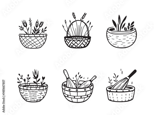 Winnowing Basket Line Art
