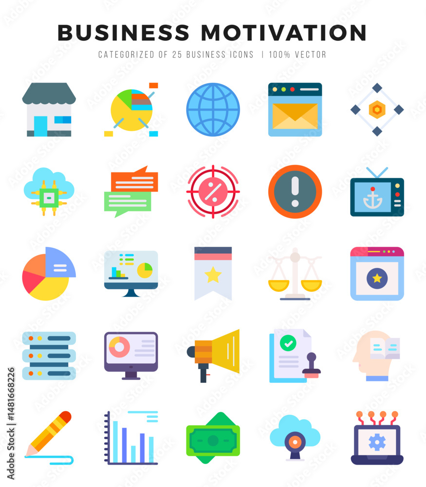 BUSINESS MOTIVATION icons set. Vector illustration. BUSINESS MOTIVATION icons set. Vector illustration.