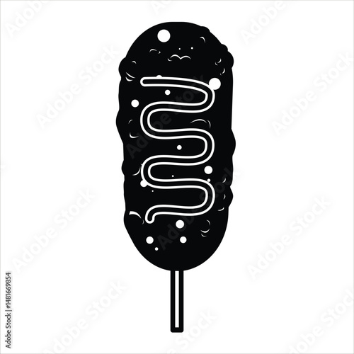 Corn Dog Silhouette Icon