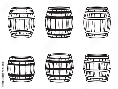 Wooden barrel clean line art design