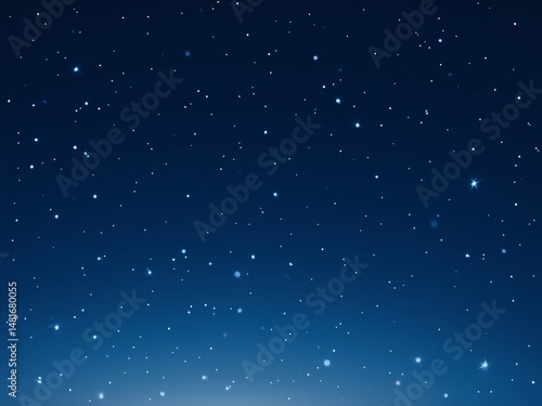 Blue night sky, twinkling starlight.