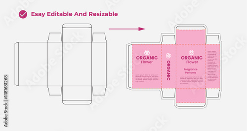 Perfume box design, Medicine Box Vector , die line design, box design, Cosmetic box template