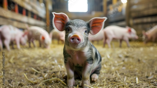 Piglets in a barn